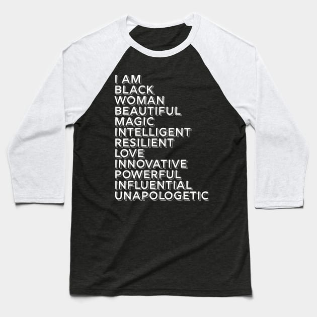 I Am A Powerful Woman, African American, Black History Baseball T-Shirt by UrbanLifeApparel